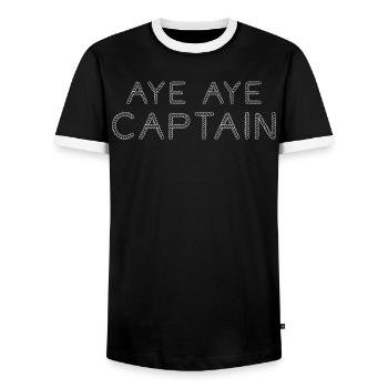 Aye Aye Captain Funny Sailing - Men's Ringer Shirt - black/white - Front - AI Model Female 172 light (172cm) & AI Model Male 178 light (178cm)
