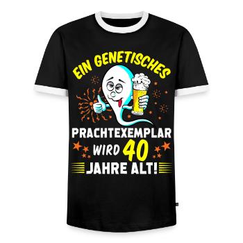 Vor 40 Jahren war ich mal der Schnellste Statement - Männer Kontrast-T-Shirt - Schwarz/Weiß - Vorne - AI Model Female 172 light (172cm) & AI Model Male 178 light (178cm)