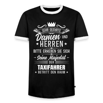 Seine Majestät der Taxifahrer - Männer Kontrast-T-Shirt - Schwarz/Weiß - Vorne - AI Model Female 172 light (172cm) & AI Model Male 178 light (178cm)