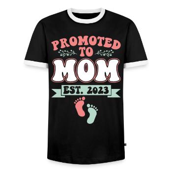 Beförderung Zur Mami Est. 2023 Mom To Be - Männer Kontrast-T-Shirt - Schwarz/Weiß - Vorne - AI Model Female 172 light (172cm) & AI Model Male 178 light (178cm)
