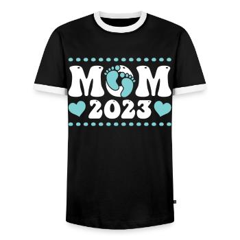 Mother Mom Est. 2023 Mom To Be - Männer Kontrast-T-Shirt - Schwarz/Weiß - Vorne - AI Model Female 172 light (172cm) & AI Model Male 178 light (178cm)