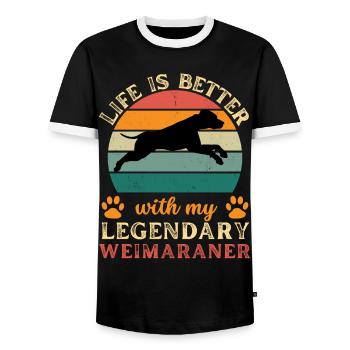 Légendaire Weimaraner Vintage Retro - T-shirt contrasté Homme - noir/blanc - Devant - AI Model Female 172 light (172cm) & AI Model Male 178 light (178cm)