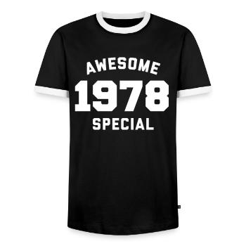 Funny Birthday Awesome Special 1978 - Men's Ringer Shirt - black/white - Front - AI Model Female 172 light (172cm) & AI Model Male 178 light (178cm)