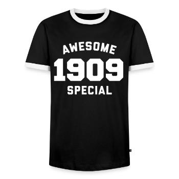 Lustiger Geburtstag Awesome Special 1909 - Männer Kontrast-T-Shirt - Schwarz/Weiß - Vorne - AI Model Female 172 light (172cm) & AI Model Male 178 light (178cm)