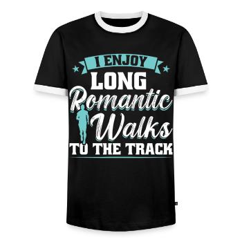 J’aime les longues promenades romantiques à la course - T-shirt contrasté Homme - noir/blanc - Devant - AI Model Female 172 light (172cm) & AI Model Male 178 light (178cm)
