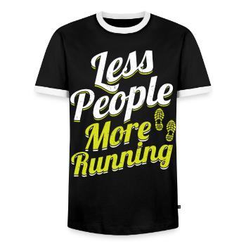 Moins de monde, plus de course à pied - Runner - T-shirt contrasté Homme - noir/blanc - Devant - AI Model Female 172 light (172cm) & AI Model Male 178 light (178cm)