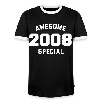 Funny Birthday Awesome Special 2008 - Men's Ringer Shirt - black/white - Front - AI Model Female 172 light (172cm) & AI Model Male 178 light (178cm)