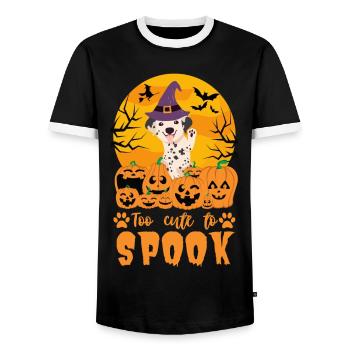 Dalmatian Halloween Costume Dog - Men's Ringer Shirt - black/white - Front - AI Model Female 172 light (172cm) & AI Model Male 178 light (178cm)
