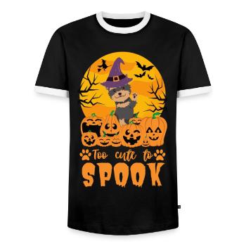 Yorkshire Terrier Halloween Costume Chien - T-shirt contrasté Homme - noir/blanc - Devant - AI Model Female 172 light (172cm) & AI Model Male 178 light (178cm)
