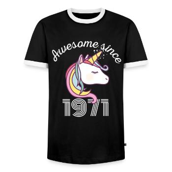 Funny Birthday Awesome seit 1971 - Männer Kontrast-T-Shirt - Schwarz/Weiß - Vorne - AI Model Female 172 light (172cm) & AI Model Male 178 light (178cm)