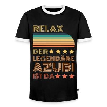 Relax der Legendäre Azubi ist hier Retro - Männer Kontrast-T-Shirt - Schwarz/Weiß - Vorne - AI Model Female 172 light (172cm) & AI Model Male 178 light (178cm)