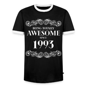 Lustiger Geburtstag ist seit 1993 total genial - Männer Kontrast-T-Shirt - Schwarz/Weiß - Vorne - AI Model Female 172 light (172cm) & AI Model Male 178 light (178cm)