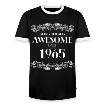 Lustiger Geburtstag ist seit 1965 total genial - Männer Kontrast-T-Shirt - Schwarz/Weiß - Vorne - AI Model Female 172 light (172cm) & AI Model Male 178 light (178cm)