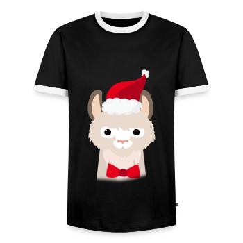 Lama de Noël laid - T-shirt contrasté Homme - noir/blanc - Devant - AI Model Female 172 light (172cm) & AI Model Male 178 light (178cm)