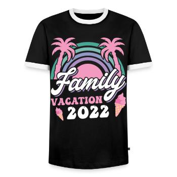 Family holidays 2022 - Men's Ringer Shirt - black/white - Front - AI Model Female 172 light (172cm) & AI Model Male 178 light (178cm)