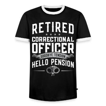 Gardien de prison à la retraite - T-shirt contrasté Homme - noir/blanc - Devant - AI Model Female 172 light (172cm) & AI Model Male 178 light (178cm)