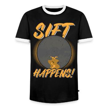 Sift Happens - Goldwäscher - Männer Kontrast-T-Shirt - Schwarz/Weiß - Vorne - AI Model Female 172 light (172cm) & AI Model Male 178 light (178cm)