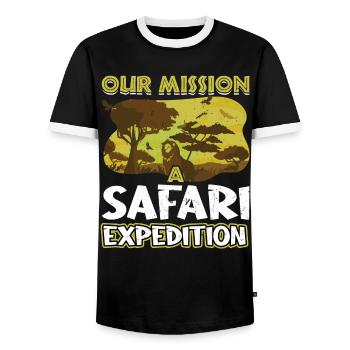 Notre Mission Safari Expedition - Safari en famille - T-shirt contrasté Homme - noir/blanc - Devant - AI Model Female 172 light (172cm) & AI Model Male 178 light (178cm)