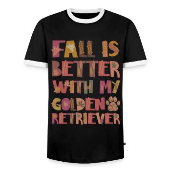 Thankful for Golden Retriever Herbst Dankbarkeit - Männer Kontrast-T-Shirt - Schwarz/Weiß - Vorne - AI Model Female 172 light (172cm) & AI Model Male 178 light (178cm)
