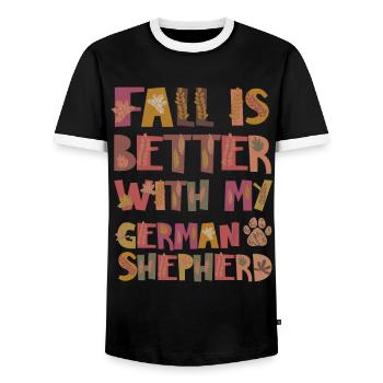 Thankful for German Shepherd Autumn Grateful - Men's Ringer Shirt - black/white - Front - AI Model Female 172 light (172cm) & AI Model Male 178 light (178cm)