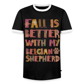 Thankful for Belgian Shepherd Autumn Grateful - Men's Ringer Shirt - black/white - Front - AI Model Female 172 light (172cm) & AI Model Male 178 light (178cm)