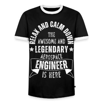Legendary Aerospace Engineer Profession - Men's Ringer Shirt - black/white - Front - AI Model Female 172 light (172cm) & AI Model Male 178 light (178cm)