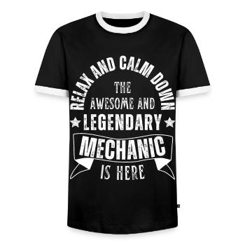 Legendary mechanic profession - Men's Ringer Shirt - black/white - Front - AI Model Female 172 light (172cm) & AI Model Male 178 light (178cm)