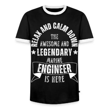 Legendary naval engineer is a profession here - Men's Ringer Shirt - black/white - Front - AI Model Female 172 light (172cm) & AI Model Male 178 light (178cm)