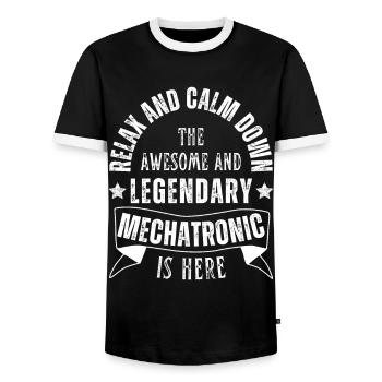 Legendary mechatronics technician profession - Men's Ringer Shirt - black/white - Front - AI Model Female 172 light (172cm) & AI Model Male 178 light (178cm)