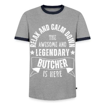 Profession légendaire de boucher boucher boucher boucher - T-shirt contrasté Homme - gris/marine  - Devant - AI Model Female 172 light (172cm) & AI Model Male 178 light (178cm)