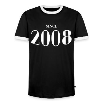 Lustiger Geburtstag seit 2008 - Männer Kontrast-T-Shirt - Schwarz/Weiß - Vorne - AI Model Female 172 light (172cm) & AI Model Male 178 light (178cm)