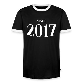 Funny Birthday Since 2017 - Men's Ringer Shirt - black/white - Front - AI Model Female 172 light (172cm) & AI Model Male 178 light (178cm)