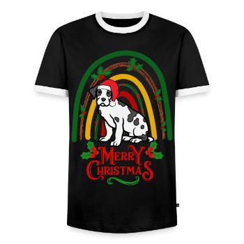 Deutsche Dogge Weihnachten Hund - Männer Kontrast-T-Shirt - Schwarz/Weiß - Vorne - AI Model Female 172 light (172cm) & AI Model Male 178 light (178cm)