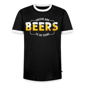 Prost Und Bier Auf 38 Jahre 38. Geburtstag - Männer Kontrast-T-Shirt - Schwarz/Weiß - Vorne - AI Model Female 172 light (172cm) & AI Model Male 178 light (178cm)