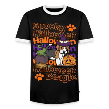 Beagle Halloween Hund Spooky Halloween Beagle - Männer Kontrast-T-Shirt - Schwarz/Weiß - Vorne - AI Model Female 172 light (172cm) & AI Model Male 178 light (178cm)