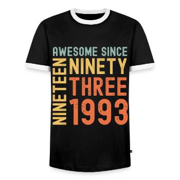 Génial depuis 1993 Année du cadeau d’anniversaire - T-shirt contrasté Homme - noir/blanc - Devant - AI Model Female 172 light (172cm) & AI Model Male 178 light (178cm)