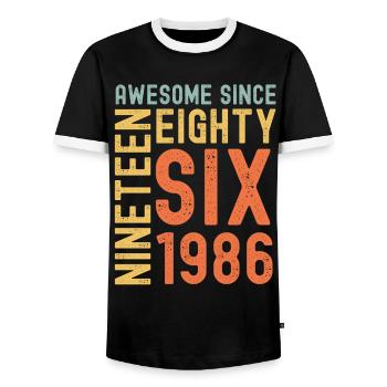 Awesome since 1986 Geburtstag Geschenk Jahreszahl - Männer Kontrast-T-Shirt - Schwarz/Weiß - Vorne - AI Model Female 172 light (172cm) & AI Model Male 178 light (178cm)