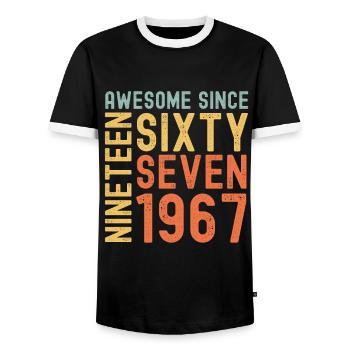 Génial depuis 1967 Année du cadeau d’anniversaire - T-shirt contrasté Homme - noir/blanc - Devant - AI Model Female 172 light (172cm) & AI Model Male 178 light (178cm)