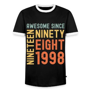 Génial depuis 1998 Année du cadeau d’anniversaire - T-shirt contrasté Homme - noir/blanc - Devant - AI Model Female 172 light (172cm) & AI Model Male 178 light (178cm)