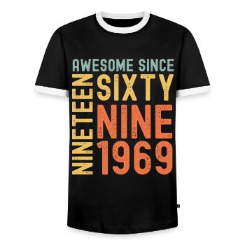 Génial depuis 1969 Année du cadeau d’anniversaire - T-shirt contrasté Homme - noir/blanc - Devant - AI Model Female 172 light (172cm) & AI Model Male 178 light (178cm)