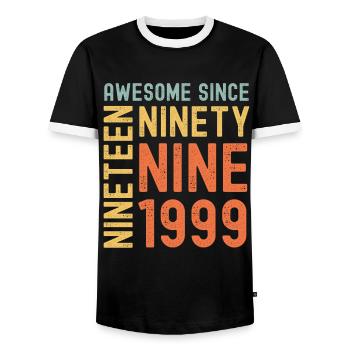 Awesome since 1999 Birthday Gift Year - Men's Ringer Shirt - black/white - Front - AI Model Female 172 light (172cm) & AI Model Male 178 light (178cm)