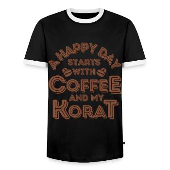 Korat Cat Café Café - T-shirt contrasté Homme - noir/blanc - Devant - AI Model Female 172 light (172cm) & AI Model Male 178 light (178cm)