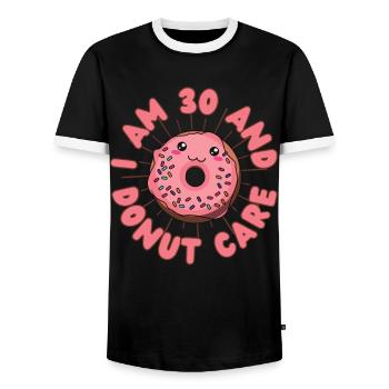 I Donut care 30 Anniversaire Donut kawaii - T-shirt contrasté Homme - noir/blanc - Devant - AI Model Female 172 light (172cm) & AI Model Male 178 light (178cm)