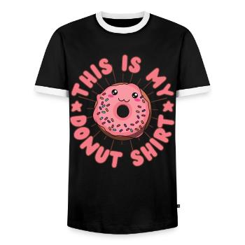 This is my donut shirt Donut kawaii - Men's Ringer Shirt - black/white - Front - AI Model Female 172 light (172cm) & AI Model Male 178 light (178cm)