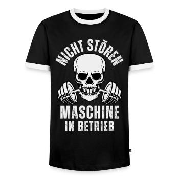 Kraftsport Fitness Gewichte heben Totenkopf - Männer Kontrast-T-Shirt - Schwarz/Weiß - Vorne - AI Model Female 172 light (172cm) & AI Model Male 178 light (178cm)