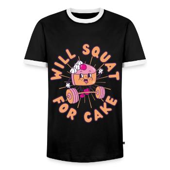 Gâteau Poids Squat Fitness Gâteau kawaii - T-shirt contrasté Homme - noir/blanc - Devant - AI Model Female 172 light (172cm) & AI Model Male 178 light (178cm)