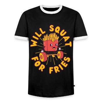 Français Strength Training Squat Fitness Fries kawaii - T-shirt contrasté Homme - noir/blanc - Devant - AI Model Female 172 light (172cm) & AI Model Male 178 light (178cm)