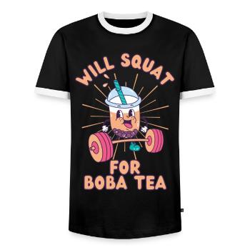 Boba Tea Weight Training Bubble Tea Fitness kawaii - Men's Ringer Shirt - black/white - Front - AI Model Female 172 light (172cm) & AI Model Male 178 light (178cm)