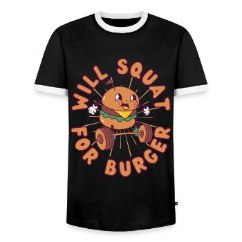 Burger Weight Squat Fitness Burger kawaii - Men's Ringer Shirt - black/white - Front - AI Model Female 172 light (172cm) & AI Model Male 178 light (178cm)
