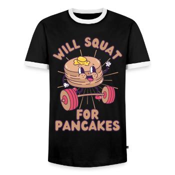 Pancakes Musculation Fitness Pancake kawaii - T-shirt contrasté Homme - noir/blanc - Devant - AI Model Female 172 light (172cm) & AI Model Male 178 light (178cm)
